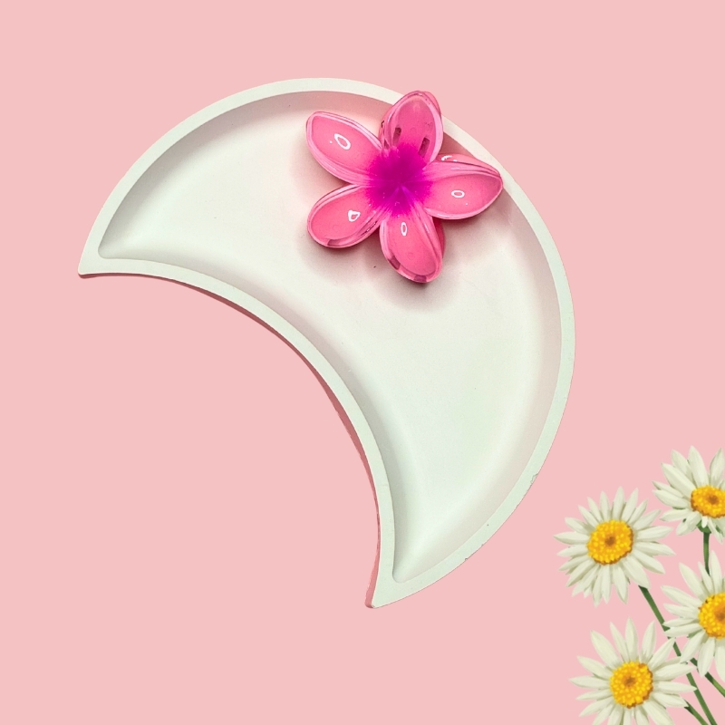 Stylish Glossy Large Floral Hair Claw Clips PACK of 3 Hair Clip - Image 2