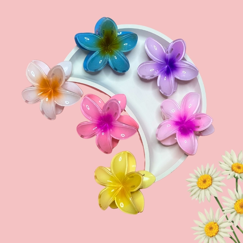 Stylish Glossy Large Floral Hair Claw Clips PACK of 3 Hair Clip