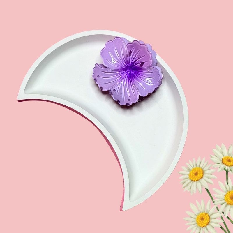 Stylish Hibiscus Floral Hair Claw Clips PACK of 3 Hair Clip - Image 3