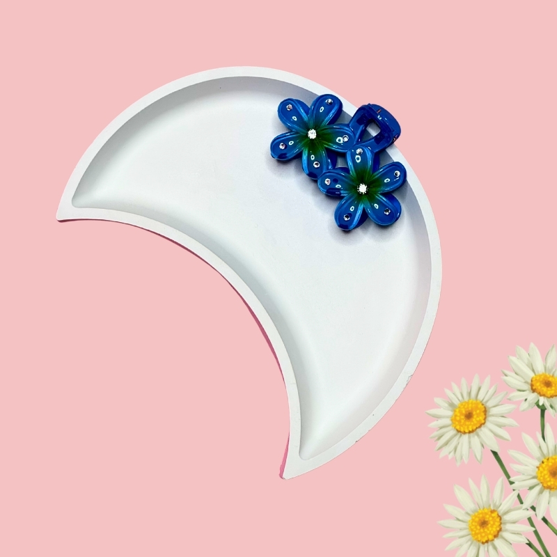 Stylish Glossy Double Flower Medium Floral Hair Claw Clips PACK of 3 Hair Clip - Image 5