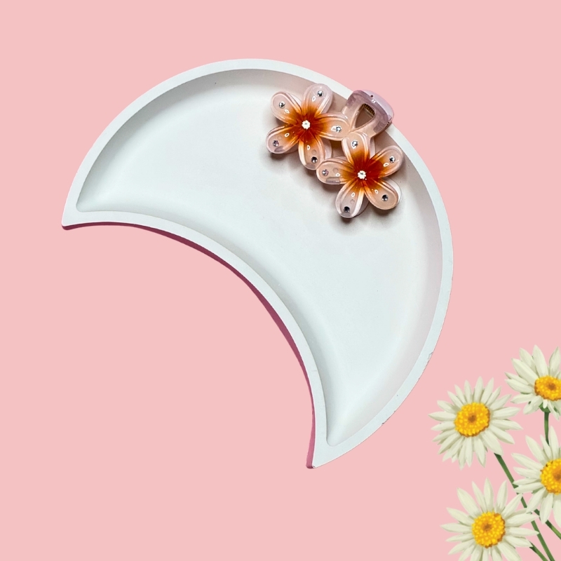 Stylish Glossy Double Flower Medium Floral Hair Claw Clips PACK of 3 Hair Clip - Image 4