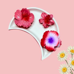 Red Floral Hair Claw Clips PACK of 3 Hair Clip