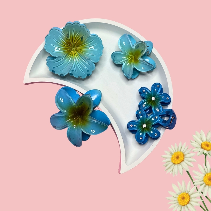 Ocean Breeze Floral Hair Claw Clips PACK of 4 Hair Clip