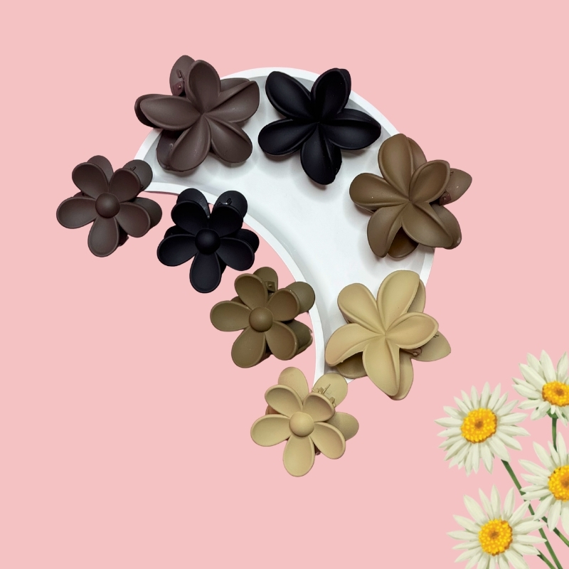 Stylish Matte 2 Type Floral Hair Claw Clips PACK of 2 Hair Clip
