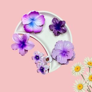 Purple Twilight Bloom Floral Hair Claw Clips PACK of 5 Hair Clip