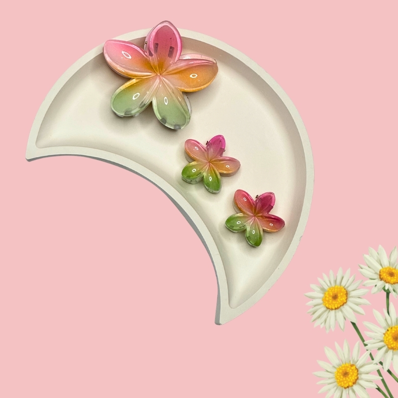 Glossy Tropical Ombre Plumeria Hair Clutcher Set