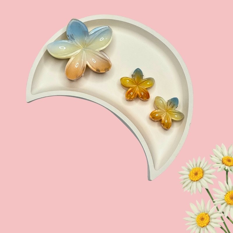 Glossy Tropical Ombre Plumeria Hair Clutcher Set - Image 4