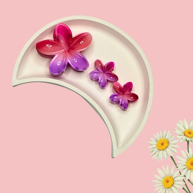 Glossy Tropical Ombre Plumeria Hair Clutcher Set - Image 6