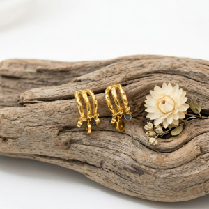 textured-triple-band-gold-half-hoops-with-charms