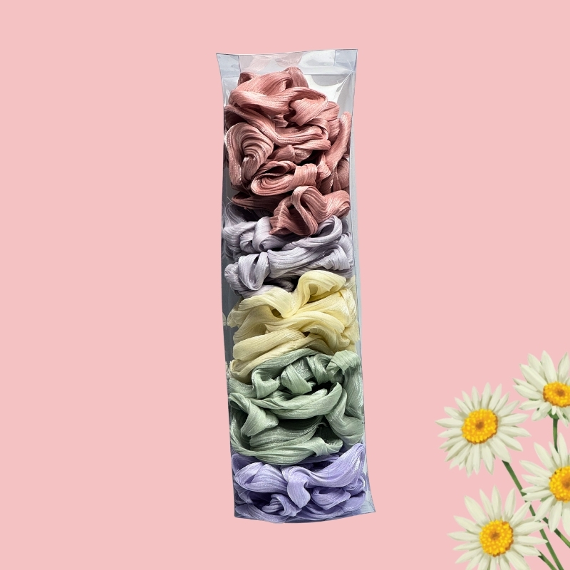 Luminous Pastel Crinkle Shimmer Scrunchies One Piece - Image 5