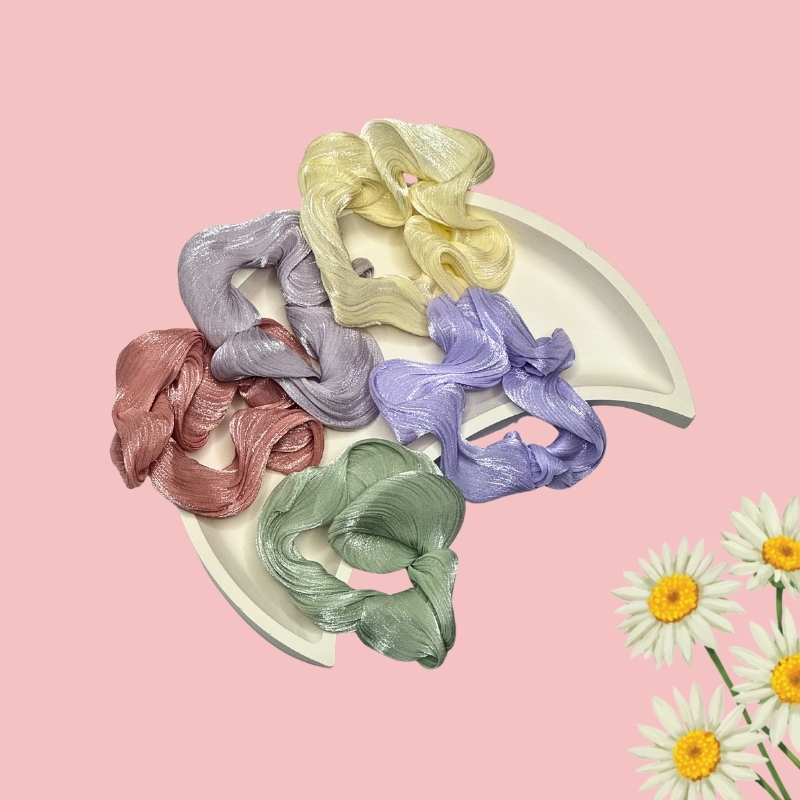 Luminous Pastel Crinkle Shimmer Scrunchies One Piece