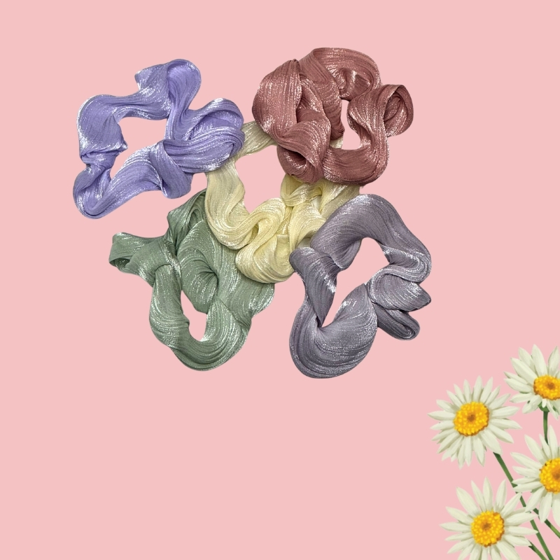 Luminous Pastel Crinkle Shimmer Scrunchies One Piece - Image 2