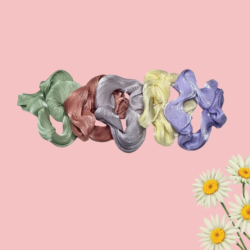 Luminous Pastel Crinkle Shimmer Scrunchies One Piece - Image 4