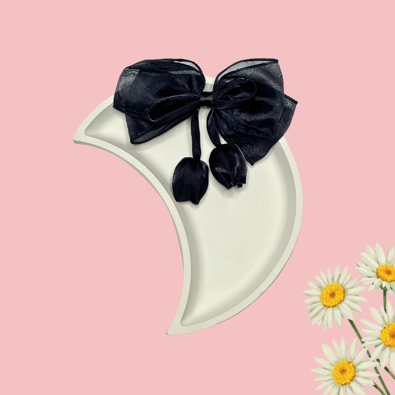 Whimsical Sheer Organza Hair Bow with Satin Tulip Drops - Image 4