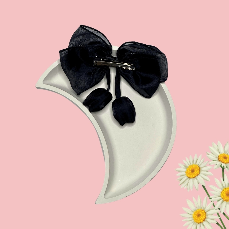 Whimsical Sheer Organza Hair Bow with Satin Tulip Drops - Image 5