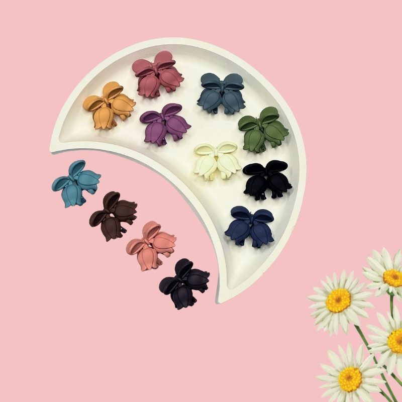 Matte Tulip Bow Mini Claw Clips - Assorted Box Set