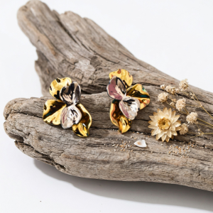 Two-Tone Orchid Blossom Earrings