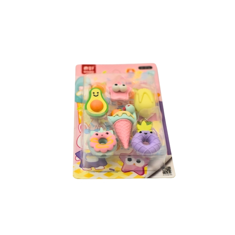 Kawaii "Sweet Eraser" 3D Tropical Fruit & Dessert Set - 6 Piece Pack - Image 3