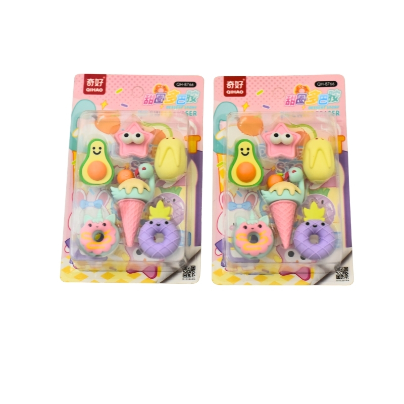 Kawaii "Sweet Eraser" 3D Tropical Fruit & Dessert Set - 6 Piece Pack - Image 2