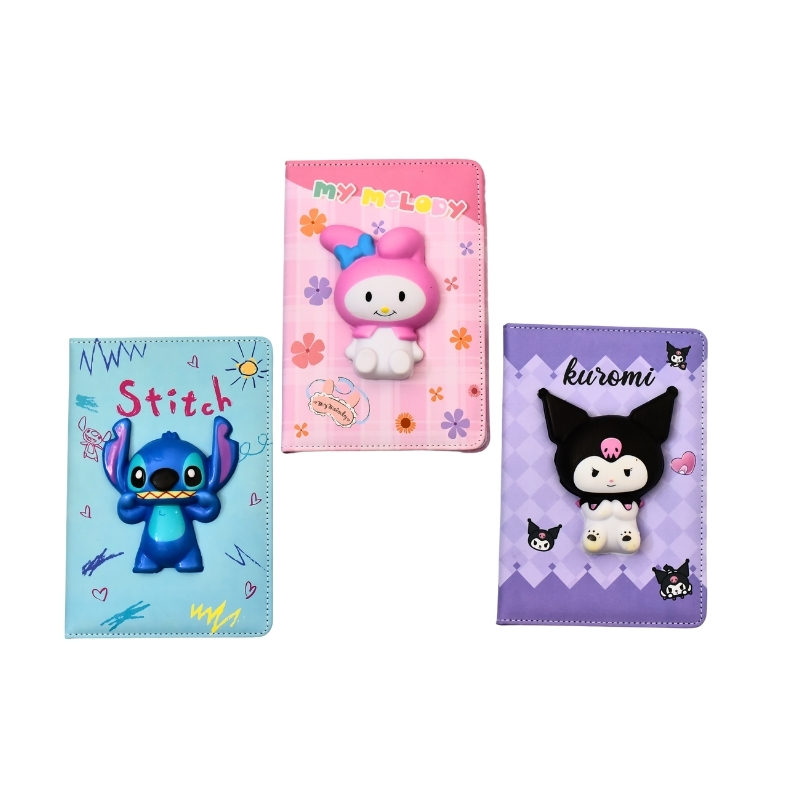 Kawaii 3D Squishy Cover Notebooks - Stitch, My Melody & Kuromi