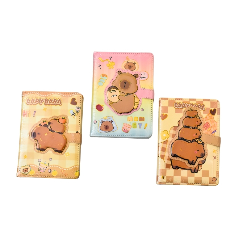 Kawaii Capybara Magnetic Closure PU Leather Diary & Notebook Assortment