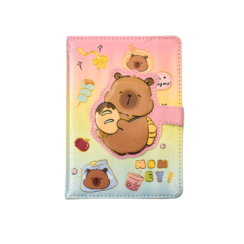 Kawaii Capybara Magnetic Closure PU Leather Diary & Notebook