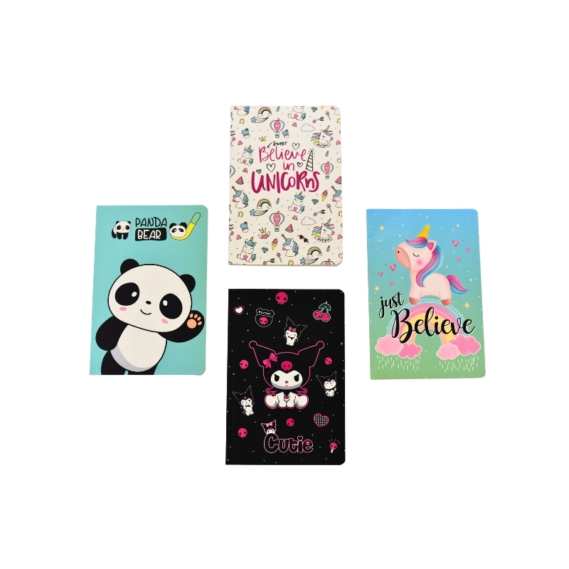 Kawaii Character, Cute Panda & Magical Unicorn Softcover Diary Assortment