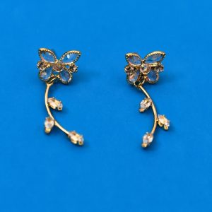 Enchanted Crystal Butterfly & Vine Drop Earrings