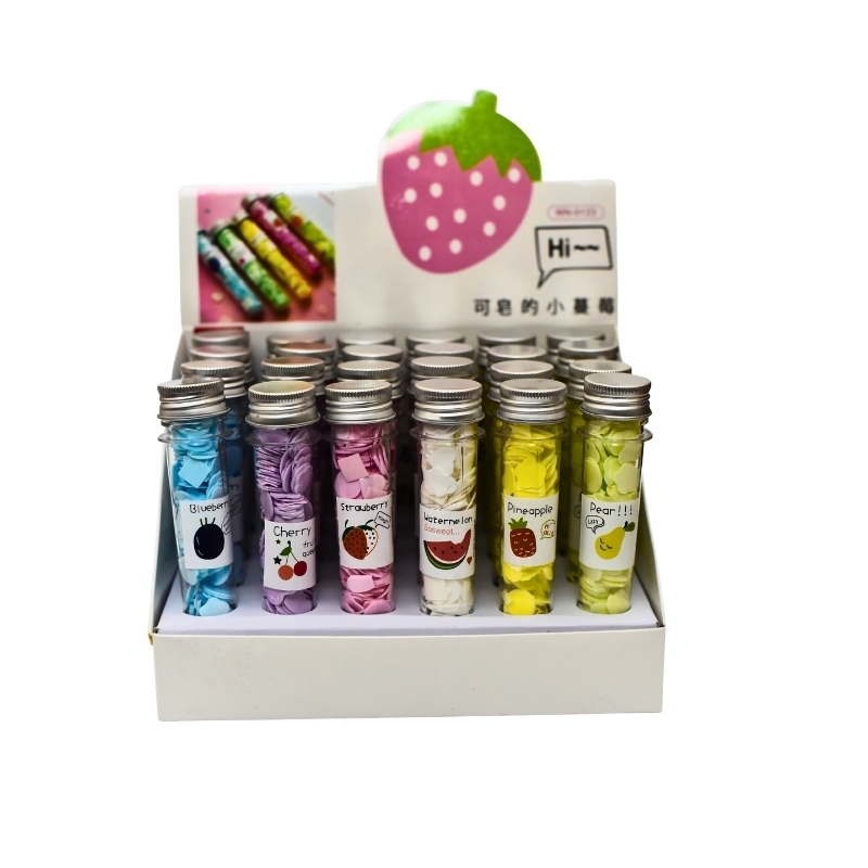 Fruit Mini Paper Soap Flakes in Travel Bottle (Per Piece)